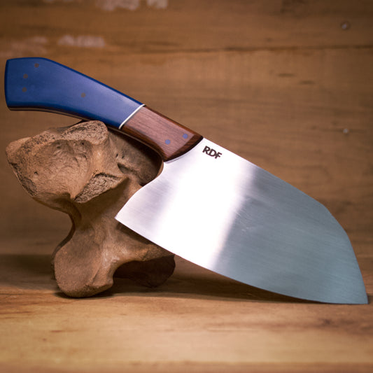 Beaver Creek Cleaver - Blue Canvas Micarta & Pau Ferro